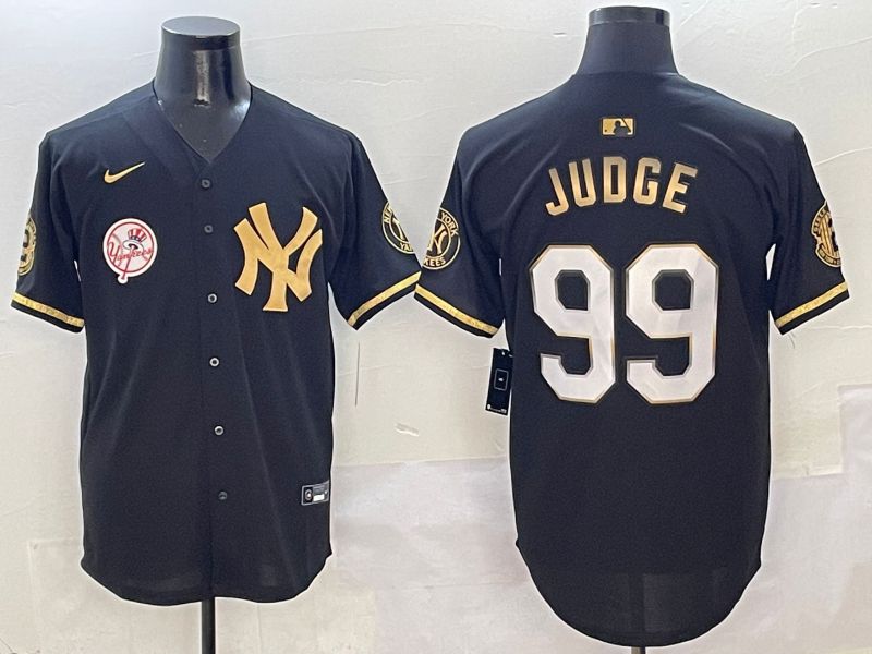 Men New York Yankees #99 Judge Black Gold Five generations Nike 2025 MLB Jersey style 8->new york yankees->MLB Jersey